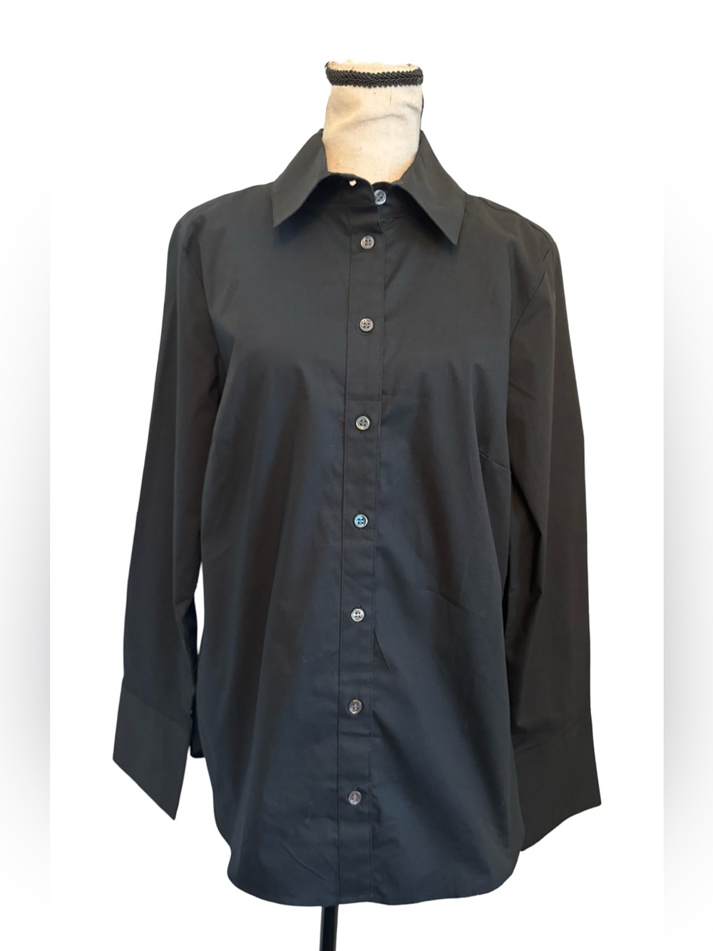 Banana Republic Black Button Down Shirt Women’s 14 Cotton Stretch NWT